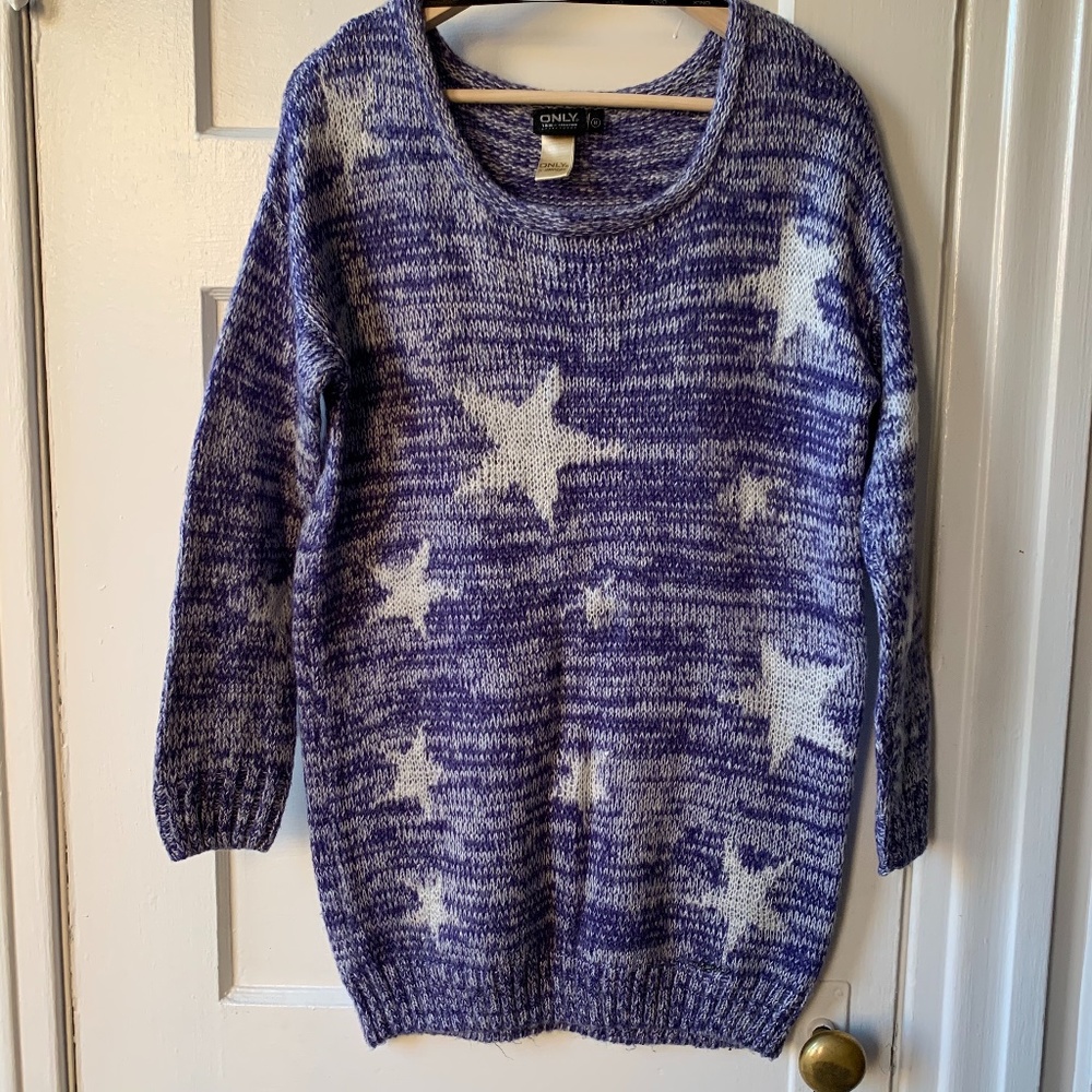 Blue crewneck sweater dress